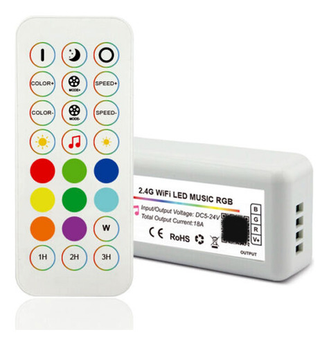 Controlador Rgb Wifi Musica Audiorr + Ctrol Remoto 5-24v 18a