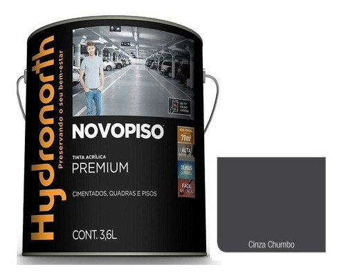 Tinta Acrílica Premium Novopiso Hydronorth 3,6lt - Cores Cor Cinza-escuro