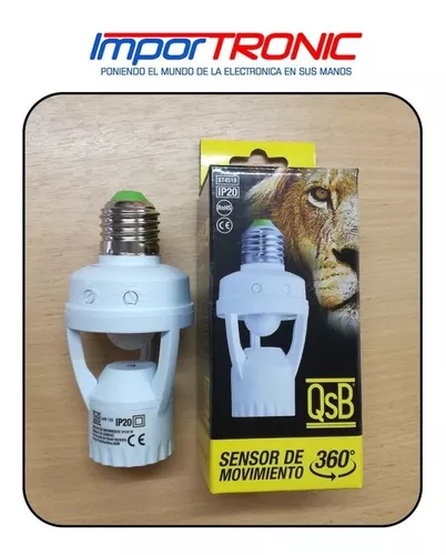 Adaptador para bombilla LED E27 con sensor de movimiento PIR 360º IP20