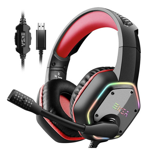 Audifonos Eksa Gamer E1000 Red Wired Color Rojo Ps5 Ps4 Pc