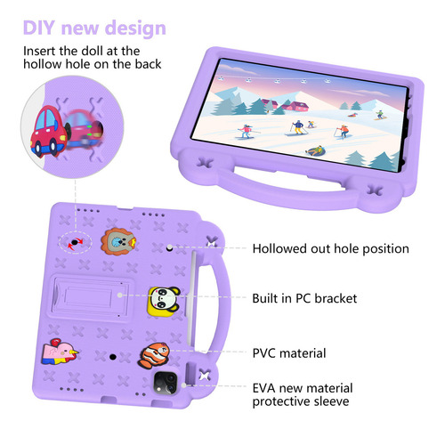 Capa Portátil Infantil Com Slot Para Caneta Para iPad Mini 6 Cor Azul Céu