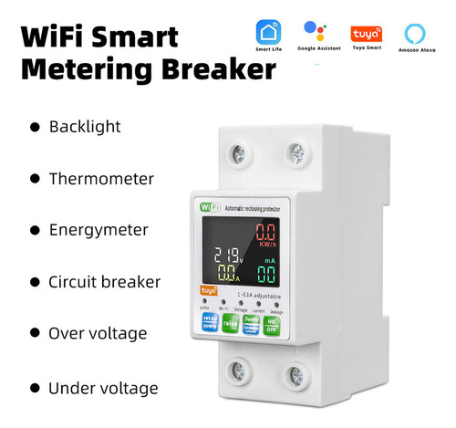 P Disjuntor Lcd Control Wifi Display Tuya Support Te