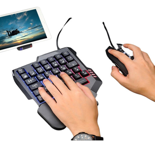 Teclado Gamer Una Mano Mecanico Luces Rgb