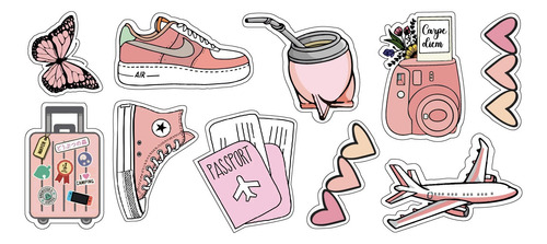 Stickers Calcos Pink Love Vinilos X 10 Unid.