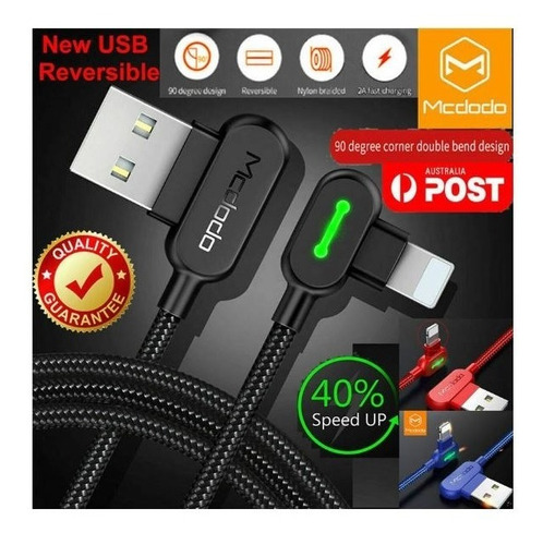 Cable Titan Power Mcdodo+ Intel 3.0 para iPhone de 1,2 metros. Color: negro