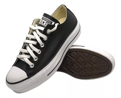 Tênis All Star Original De Couro Com Plataforma Cano Curto