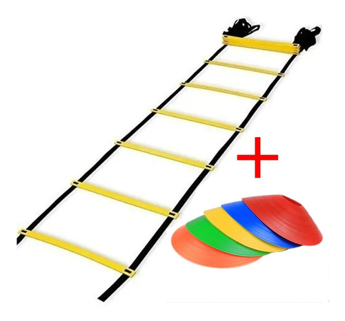 Kit Set De Entrenamiento Escalera 5.5m + 5 Conos Tortuga 