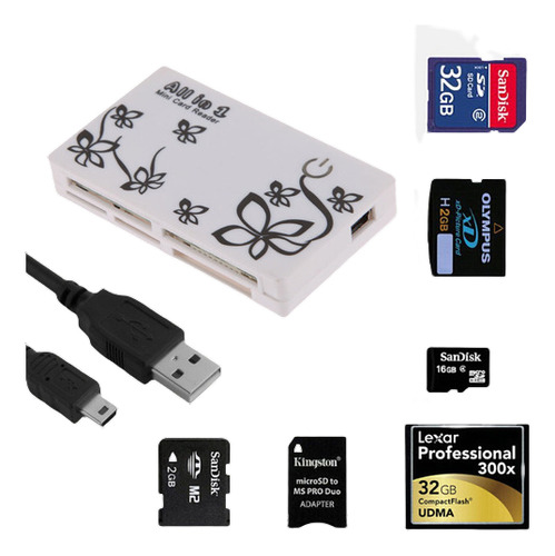 Perro Huellas Rojo Usb 2.0 Multi Memory Card Reader Cf Sd Sd