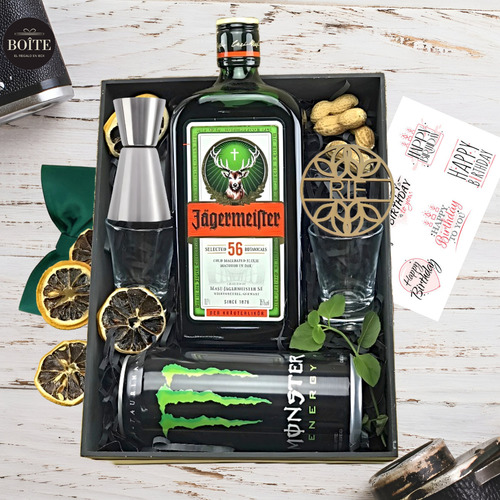 Licor Jägermeister 700ml + Shots + Monster + Jigger Box