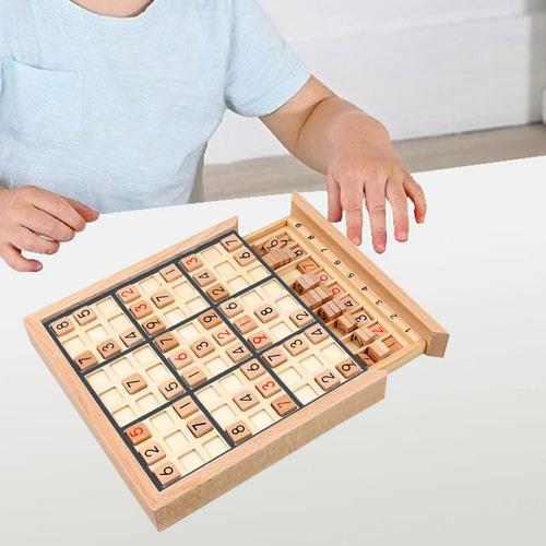 Juego De Sudoku De Madera, Juguete De Aprendizaje Con Negro