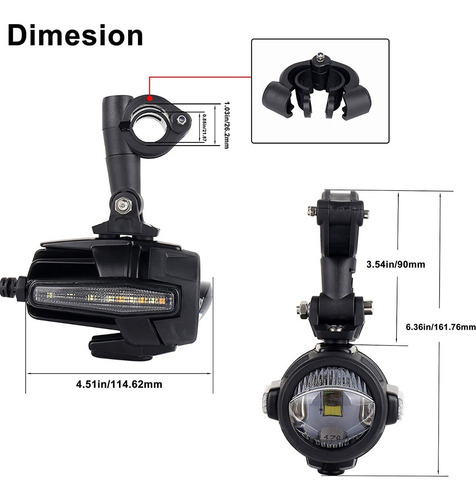 Faro Led Auxiliar Led Soporte Original X2 C/ Giro Y Kit Inst