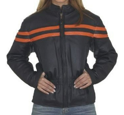 Motociclismo, Chaqueta De Moto De Cuero Para Mujer, Rayas Na