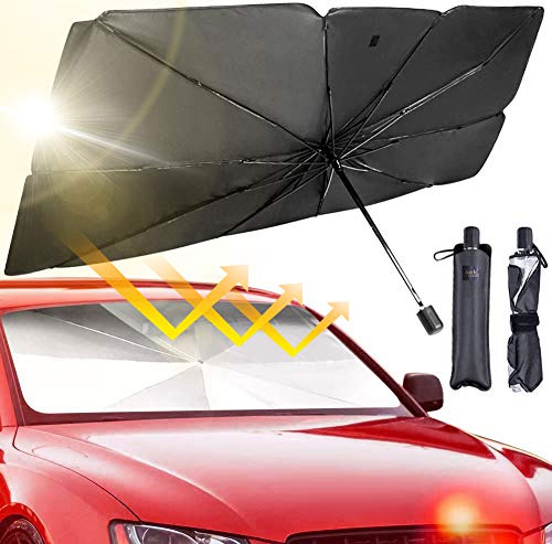 Parasol De Acero Plegable Color Negro Tipo Sombrilla Coche