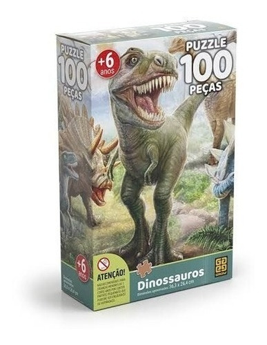 Jogo Quebra Cabeça Infantil Dinossauros Puzzle 100peças Grow