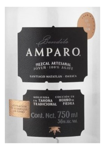 Pack De 2 Mezcal Bendito Amparo Joven Espadin 750 Ml