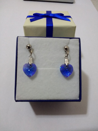 Imagem 6 de 6 de Par De Brinco Cristal Swarovski Sapphire Boreal Em Ródio