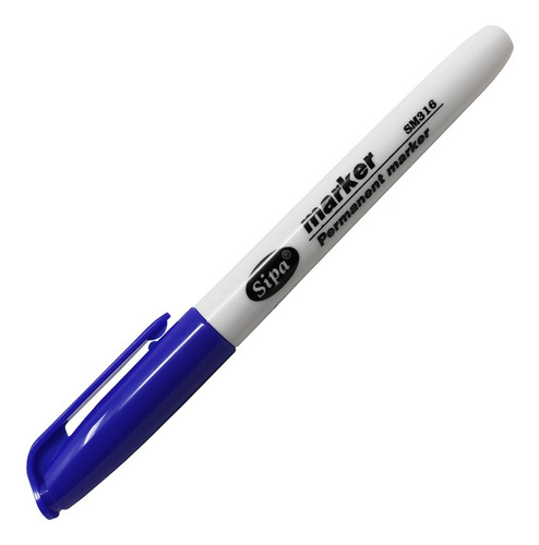 Marcador Permanente Sipa Marker  Azul 1.8mm Punto Fino 30pzs