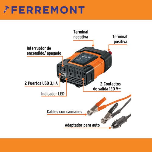Inversor De Corriente 400 W Truper 10449