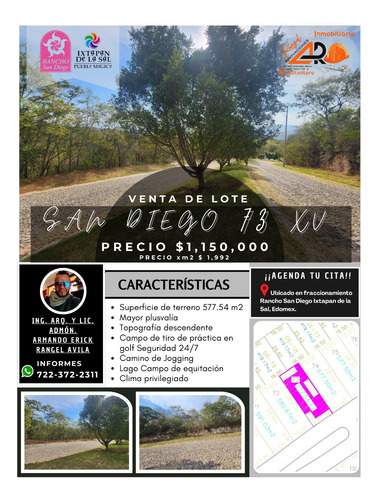 Venta Lote San Diego 73 Mz Xv Con Todos Los Servicios Vistas Panorámicas Y Proyecto Arquitectónico Incluído Dentro De Fracc Rancho San Diego Ixtapan De La Sal Edomex