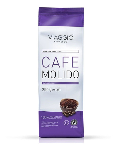 Cafe Viaggio Molido Tueste Oscuro Blend Original 250 Gr