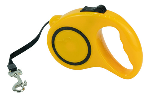 Coleira Guia De Passeio Retrátil Pets P/ Cachorros Cães Cor Amarelo