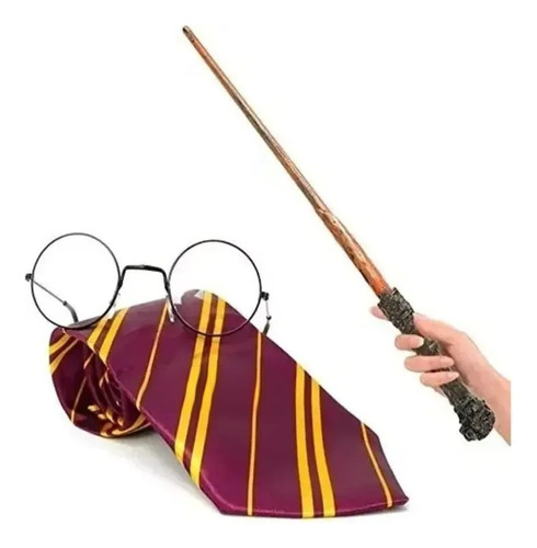 Set De Harry Potter Varita Lentes Corbata Disfraz 