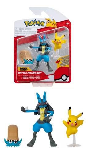 Muñeco Omanyte + Lucario + Pikachu - Pokemón Jazwares