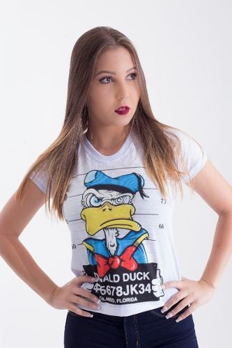 Camisa Pato Donald, Donald Duck Baby Look Frete Grátis Cód4