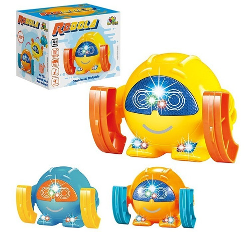 Robo Ball Bola Brinquedo Rola Com Braços Gira 360 Graus Luz