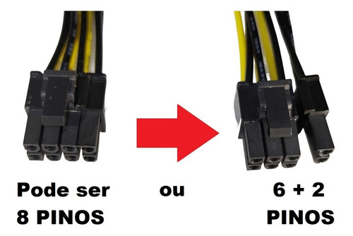 Cabo Adaptador Energia 8 Pinos Placa De Vídeo Pci Express 12V