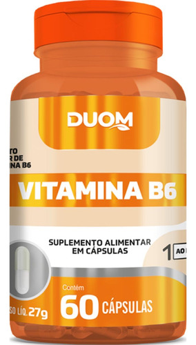 Vitamina B6 Alto Teor Piridoxina Apenas 1 Ao Dia 60caps Duom