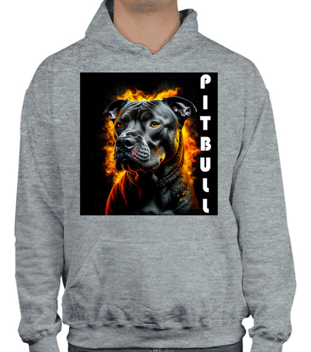 Sudadera Con Gorro Pitbull Fuego - Dog Lover - Moda - Perro