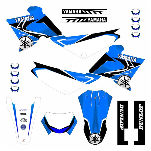 Kit Gráfico Adesivo Xtz 125 0,20mm Motocross Trilha Cor branco e azul