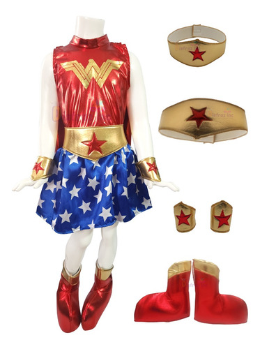 Disfraz Tipo Mujer Maravilla Traje Wonder Woman Vestido