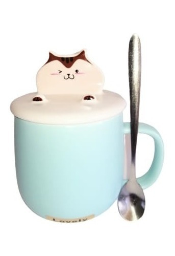 Tazón Gatito + Tapa Orejas 3d + Cuchara Kawaii 