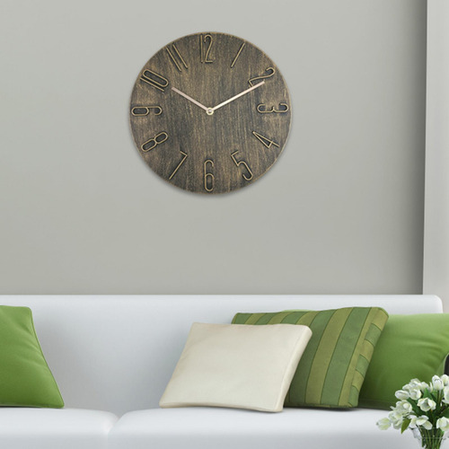 Reloj De Pared Nórdico, Movimiento De Barrido, Oro Bronce