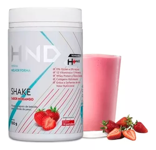 HND Shake Shake Shake 550g Suplemento de proteína Hinode Protein Shake com  sabor de morango