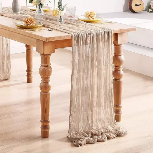 2pzs Caminos De Mesa Gasa Elegante Boho Decoración Boda Color Agua Light Brown