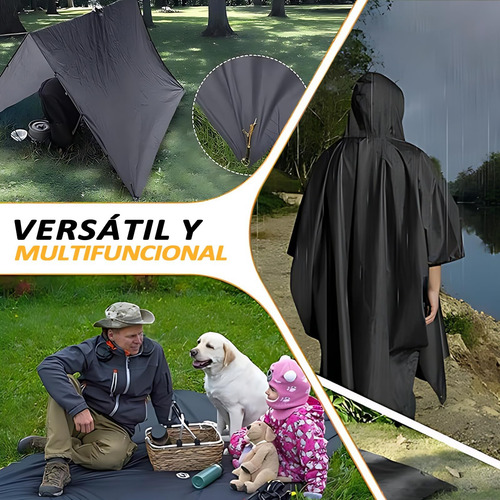 Poncho De Lluvia 3 En 1, Impermeable Resistente For Hombre,