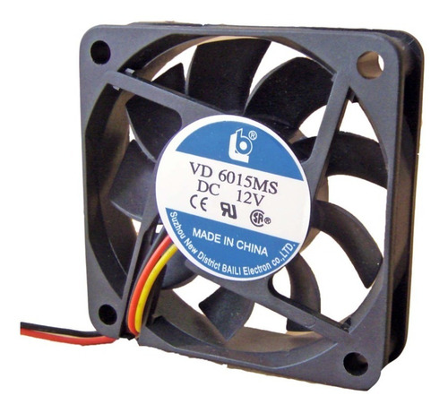 Imagen 1 de 3 de Vd 6015 Turbina Cooler 60x60x15mm 12 Volt 2 Cable Baili