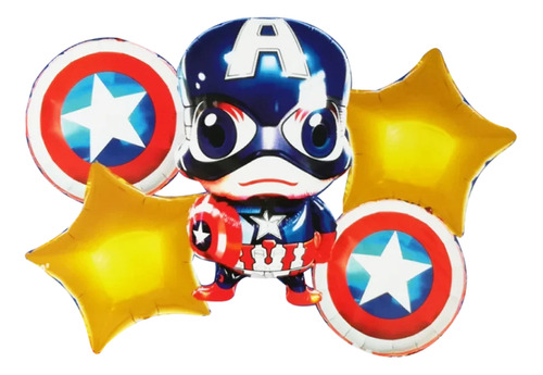 Set 5 Globos Metálicos Capitan America Para Aire O Helio