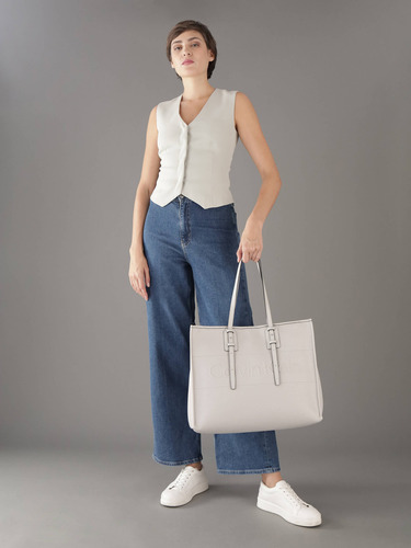 Bolsa Beige Tote Logo Calvin Klein De Mujer