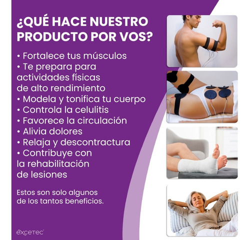 Electroestimulador Excetec Class4 -8 Electrodos Multionda