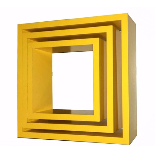 Imagem 1 de 2 de Nicho Decorativo Mdf Kit 3 Unidades - Cor Amarelo