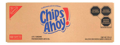 18 Pack Galletas Chips Ahoy! Chispas Sabor Chocolate 993.6 G