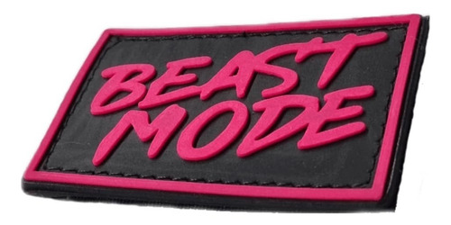 Parche Pvc Beast Mode Fucsia Cuadrado Cn Velcro Cierre Mágic