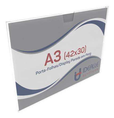 30 Display Porta Folha Petg A3 (42x30) Parede C/ Dupla-face
