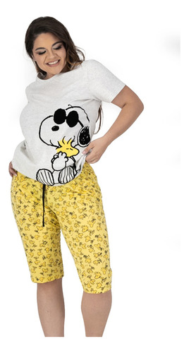 Pijama Dama Pantalón Capri Y Playera Ropa Dormir Snoopy 9048