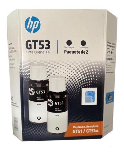 Pack 2 Botellas Tinta Negra Hp Original Gt53 Gt51 Gt51xl 