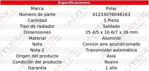 Un Radiador Motor Polar Fusion Aut Ford V6 3.0l 2006 - 2012